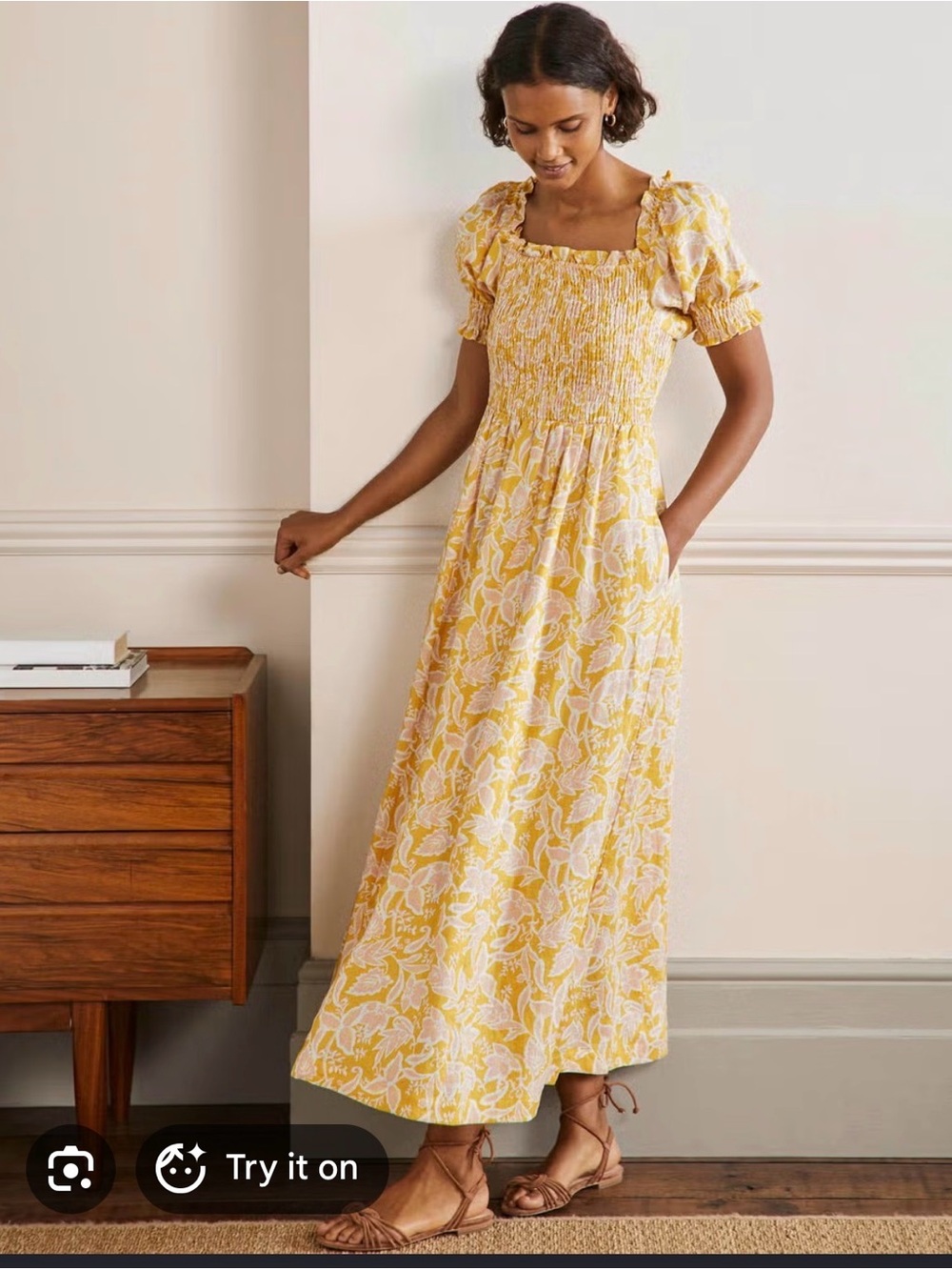 Boden Smocked Linen Midi Dresses - Picture 2 of 9